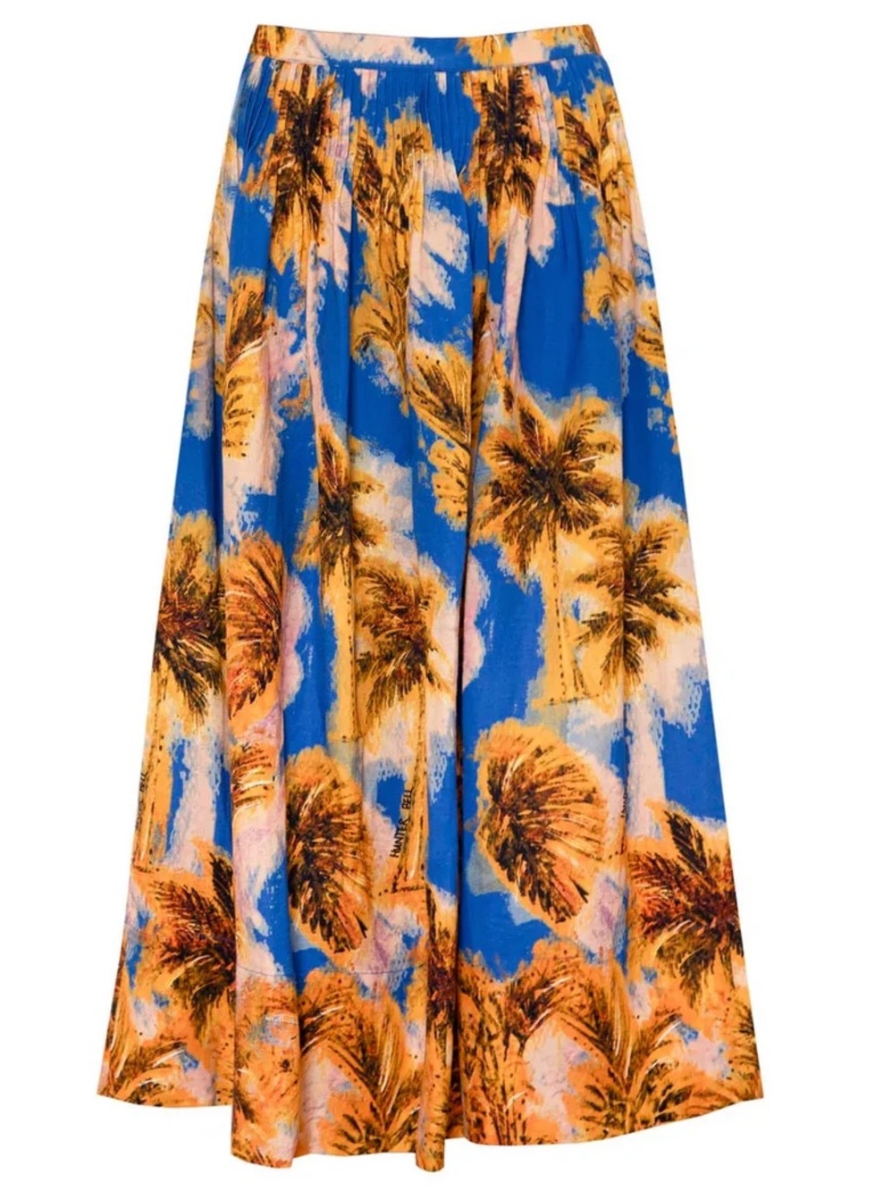 HUNTER BELL Blue and Orange Palm-Print Maxi Skirt